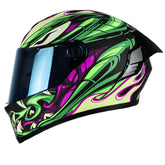 Casco X_One X-500 Rs Orochi Negro Verde Visor Iridium Azul