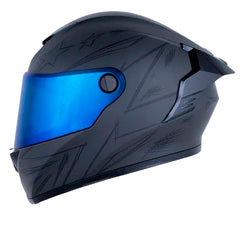 Casco X_One X-500 Rs Scrawl Gris Oscuro Negro Visor Iridium Azul