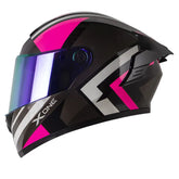 Casco X_One X-500 Rs Silk Negro Fucsia Visor Iridium Morado