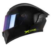 Casco X_One X-500 Rs Solid Negro Amarillo Neon Visor Iridium Azul