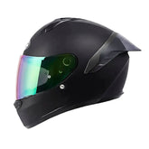 Casco Hjc C10 Solid Semi Flat Black Negro Visor Iridium Verde