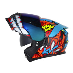 Casco Hro 3440Dv Drok Negro Naranja Visor Iridium Azul