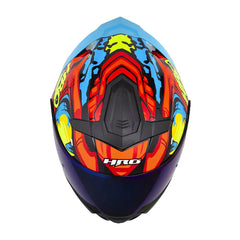 Casco Hro 3440Dv Drok Negro Naranja Visor Iridium Azul