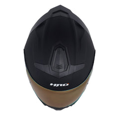 Casco Hro 3440Dv Solid Negro Gris Oscuro Visor Iridium Rojo