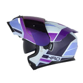 Casco Hro 3440Dv The Tide Azul Claro Morado Oscuro Visor Iridium Morado