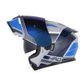 Casco Hro 3440Dv The Tide Gris Azul Oscuro Visor Iridium Azul