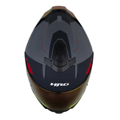 Casco Hro 3460Dv Akbar Gris Oscuro Rojo Visor Iridium Rojo