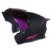 Casco Hro 3460Dv Solid Negro Fucsia Visor Iridium Morado