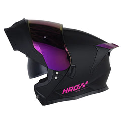Casco Hro 3460Dv Solid Negro Fucsia Visor Iridium Morado