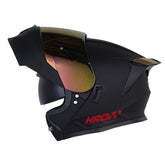 Casco Hro 3460Dv Solid Negro Rojo Visor Iridium Rojo