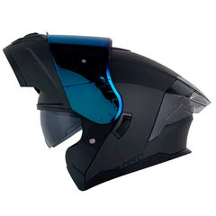 Casco Hro 3480Dv Evo Solid V2 Gris Negro Visor Iridium Azul