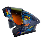 Casco Hro 3480dv Evo Bll Sht Azul Oscuro Azul Visor Iridium Rojo