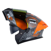 Casco Hro 3480dv Evo Bll Sht Gris Oscuro Naranja Visor Iridium Rojo