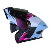Casco Hro 3480dv Evo Nawara Blanco Fucsia Visor Iridium Morado