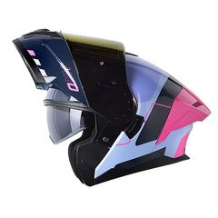 Casco Hro 3480dv Evo Nosk Azul Claro Fucsia Visor Iridium Morado