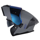 Casco Hro 3480dv Evo Solid Gris Azul Visor Iridium Azul