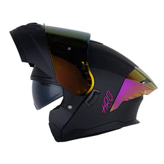 Casco Hro 3480dv Evo Solid Negro Fucsia Visor Iridium Fucsia