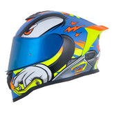 Casco Hro 506Sp Strokes Azul Amarillo Neon Visor Iridium Azul
