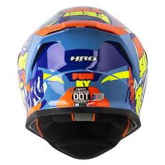 Casco Hro 506Sp Funky Azul Naranja Neón Visor Iridum Azul