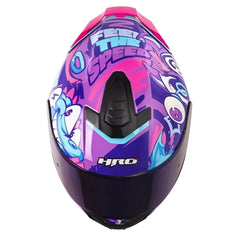 Casco Hro 506Sp Funky Morado Azul Visor Iridium Azul