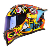 Casco Hro 506Sp Funky Naranja Neón Amarillo Visor Iridium Azul