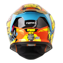 Casco Hro 506Sp Funky Naranja Neón Amarillo Visor Iridium Azul