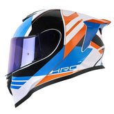Casco Hro 506Sp Mariok Gris Claro Naranja Visor Iridium Azul