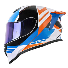 Casco Hro 506Sp Mariok Gris Claro Naranja Visor Iridium Azul