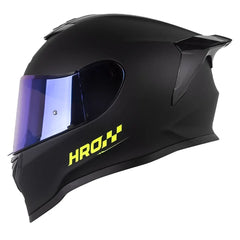 Casco Hro 506Sp Solid Negro Amarillo Neón VIsor Iridium Azul