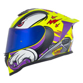 Casco Hro 506Sp Strokes Amarillo Neon Morado Visor Iridium Azul