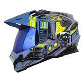 Casco Hro Mx-330Dv Cybok Gris Visor Iridium Azul