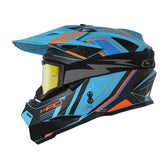 Casco Hro Mx-03 Ilfrato Azul Naranja Neon