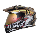 Casco Hro Mx-330Dv Attack Arena Oscuro Amarillo Visor Iridium Rojo