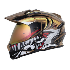 Casco Hro Mx-330Dv Attack Arena Oscuro Amarillo Visor Iridium Rojo