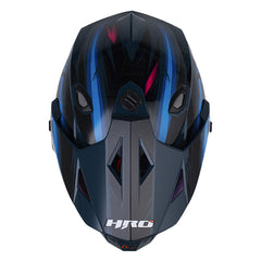 Casco Hro Mx-330Dv Attack Azul Oscuro Azul Visor Iridium Azul