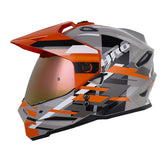 Casco Hro Mx-330Dv Glitch Arena Naranja Visor Iridium Rojo