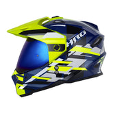 Casco Hro Mx-330Dv Glitch Azul Oscuro Amarillo Visor Iridium Azul