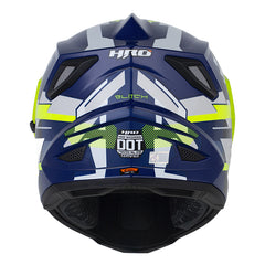 Casco Hro Mx-330Dv Glitch Azul Oscuro Amarillo Visor Iridium Azul