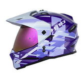 Casco Hro Mx-330Dv Glitch Morado Azul Claro Visor Iridium Morado