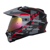 Casco Hro Mx-330Dv Glitch Negro Rojo Visor Iridium Rojo