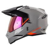 Casco Hro Mx-330Dv Solid Gris Naranja Visor Iridium Rojo