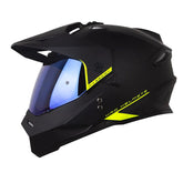 Casco Hro Mx-330Dv Solid Negro Amarillo Visor Iridium Azul
