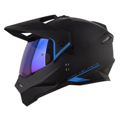 Casco Hro Mx-330Dv Solid Negro Azul Visor Iridium Azul