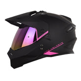 Casco Hro Mx-330Dv Solid Negro Fucsia Visor Iridium Morado