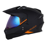Casco Hro Mx-330Dv Solid Negro Naranja Visor Iridium Azul