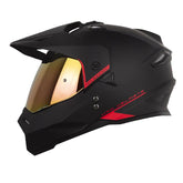 Casco Hro Mx-330Dv Solid Negro Rojo Visor Iridium Rojo