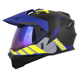 Casco Hro Mx-330Dv Yorchi Gris Oscuro Azul Visor iridium Azul
