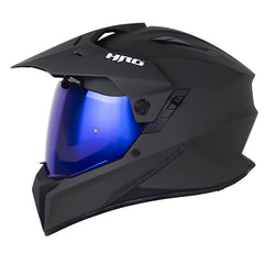 Casco Hro Mx-340 Solid Gris Oscuro Negro Visor Iridium Azul