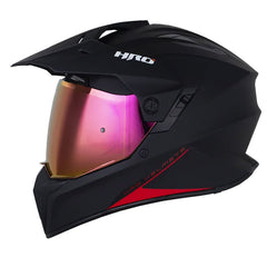 Casco Hro Mx-340 Solid Negro Rojo Visor Iridium Rojo