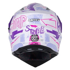 Casco Hro Mx-340 Stripe Blanco Morado Visor Iridium Morado